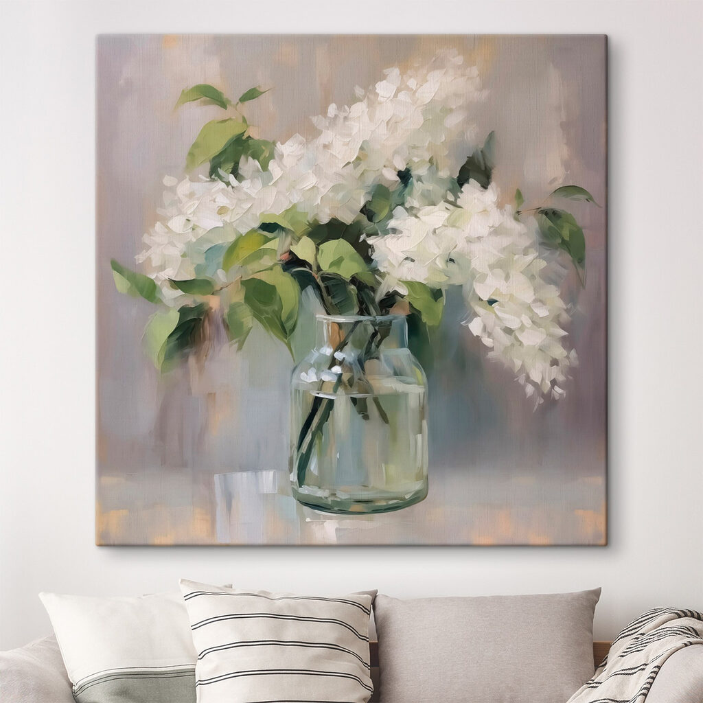 Lilases brancas em vidro — interior 2