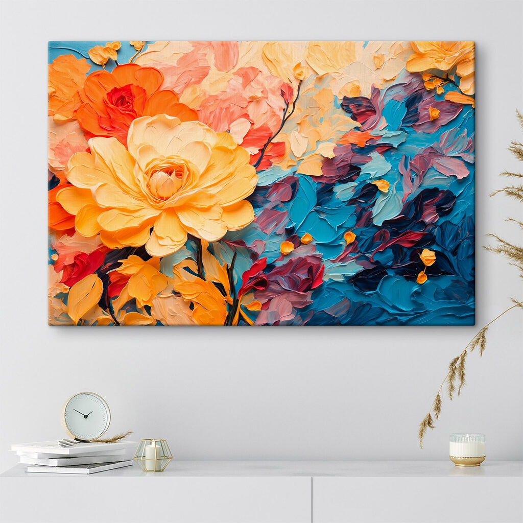 Rosas amarelas, traços coral — interior 3