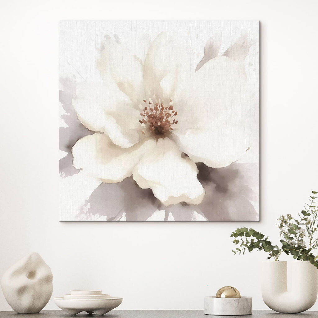 Flor branca em aguarela num interior