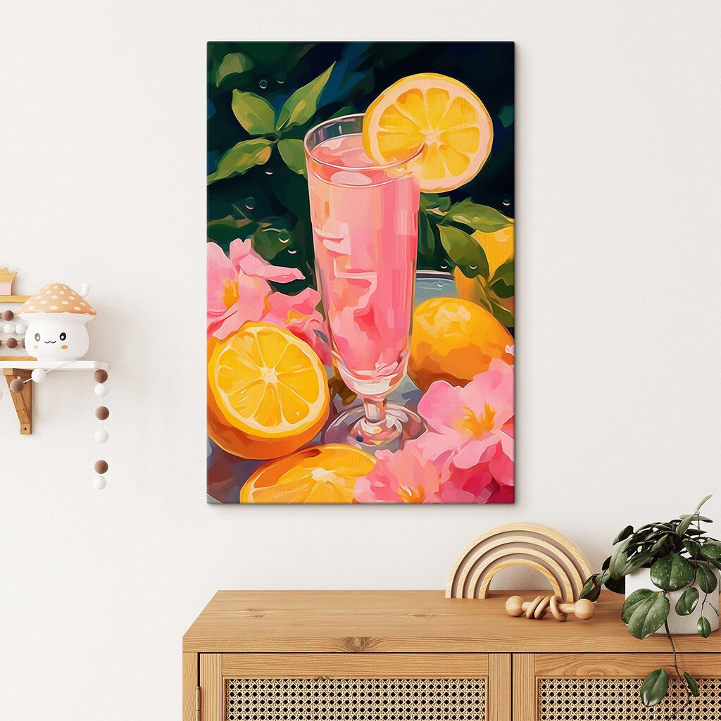 Bebida cor-de-rosa e flores — interior 2