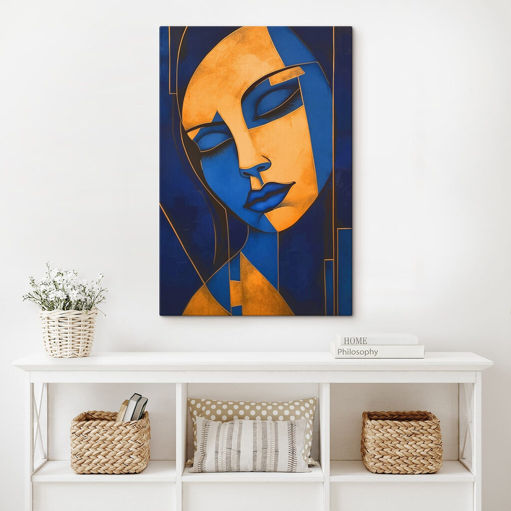 Máscara azul entre ouro — interior 1
