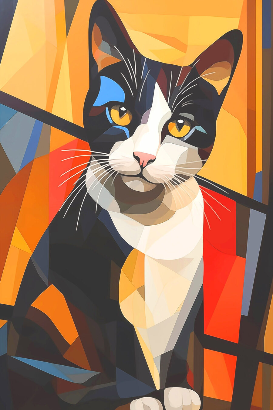 Gato malhado em planos — design completo