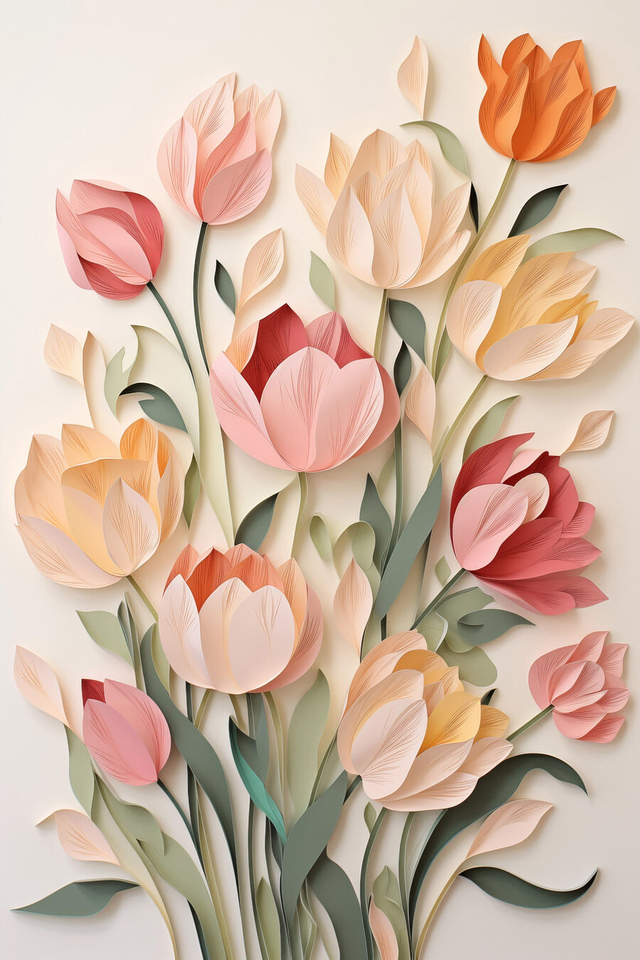 Tulipas em pêssego suave — design completo