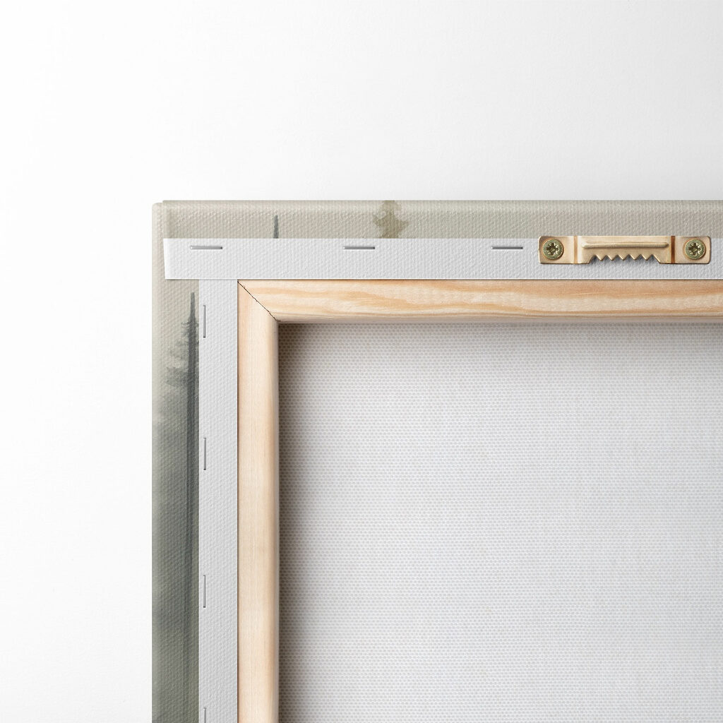 Pinheiros em névoa cinzento-esverdeada — verso