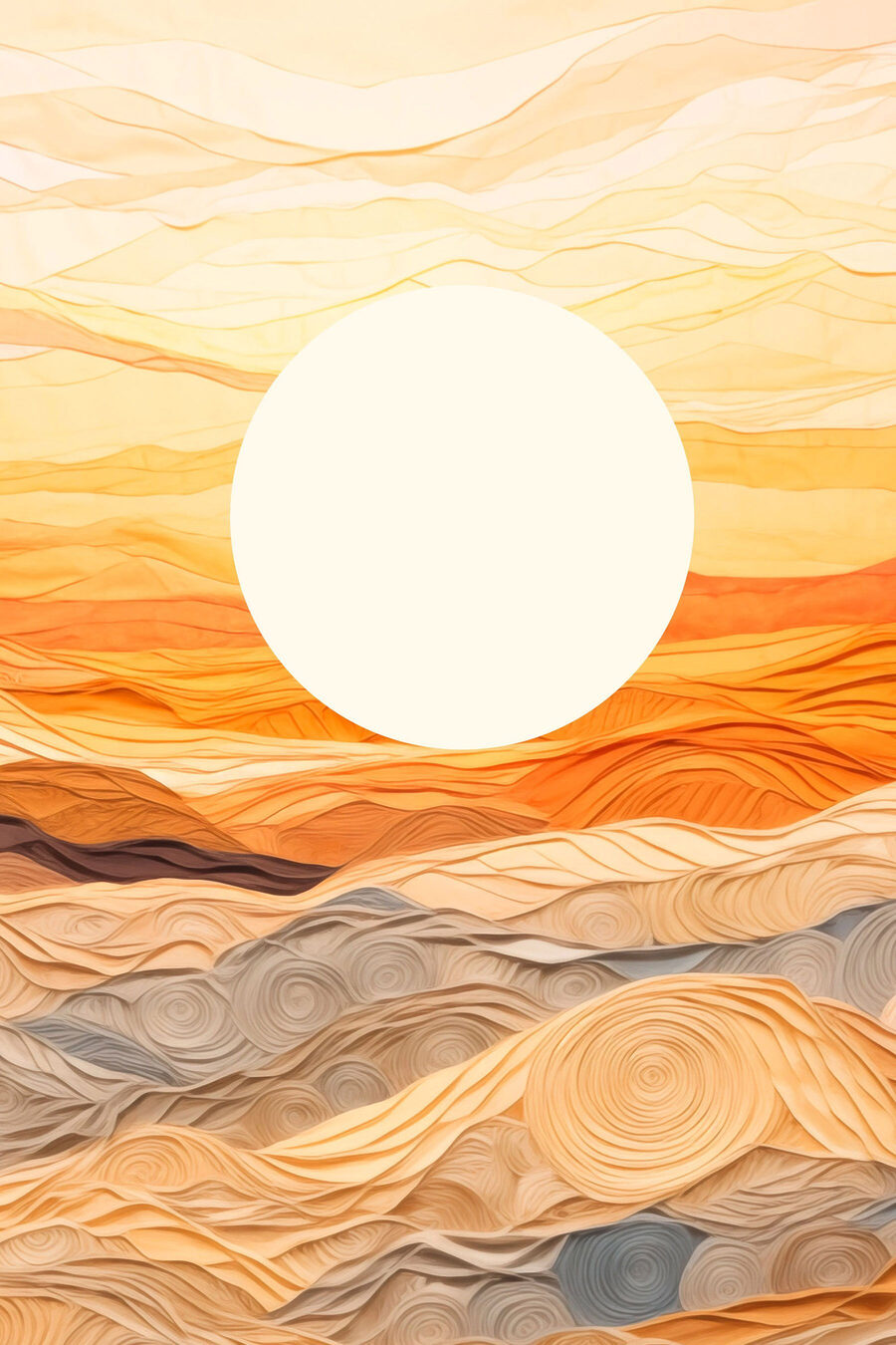 Sol sobre montes alaranjados — design completo
