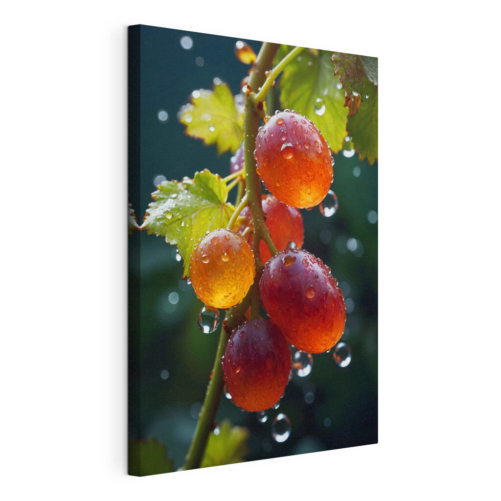 Uvas orvalhadas, tela esticada e borda contínua
