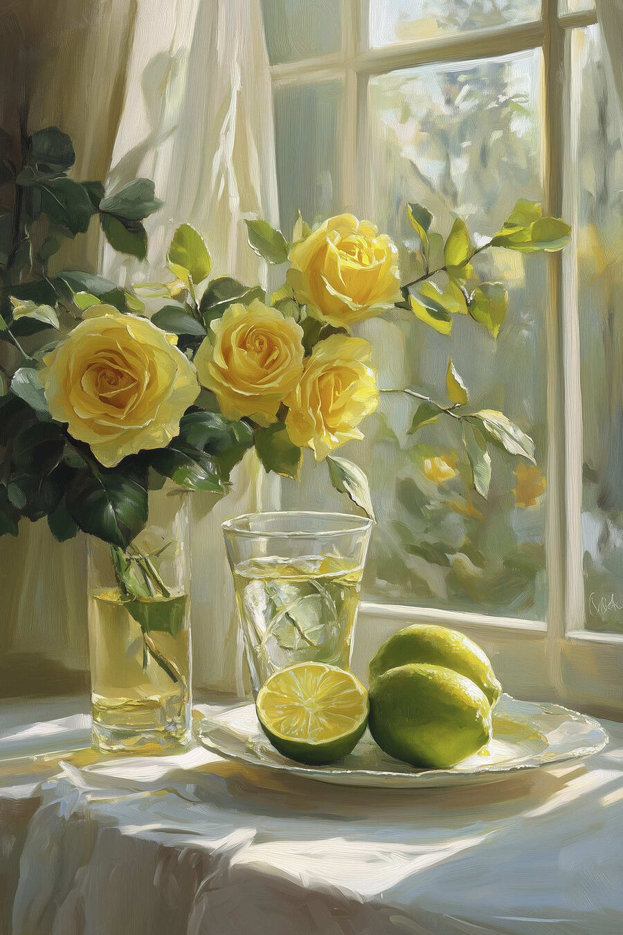 Rosas amarelas com limas — design completo