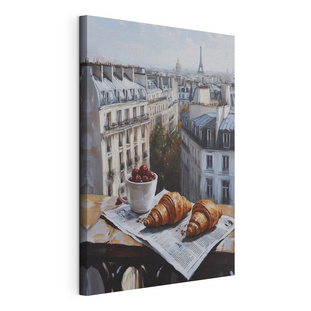 Croissants sobre Paris, tela esticada e borda contínua