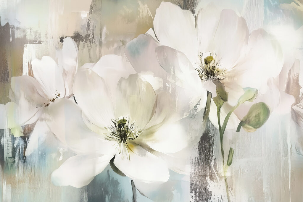 Flores grandes, luz suave — design completo