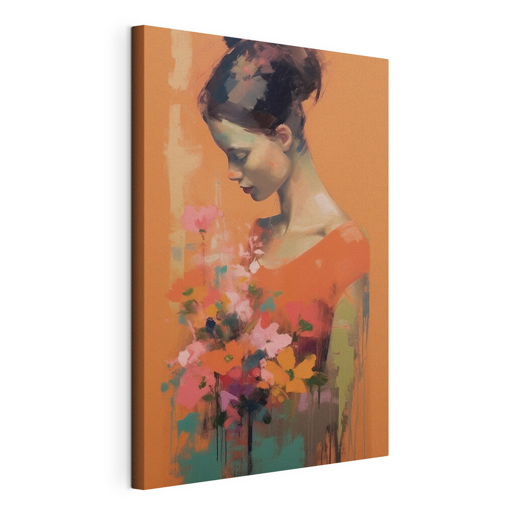 Vestido laranja com flores — vista do produto
