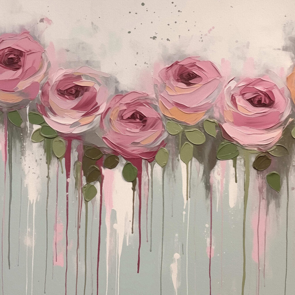 Cinco rosas cor-de-rosa — design completo