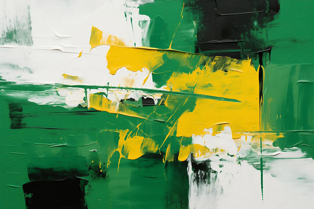 Pinceladas verdes e amarelas — design completo