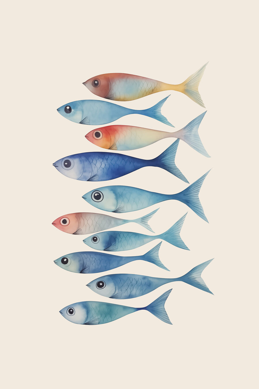 Fila de peixinhos — design completo