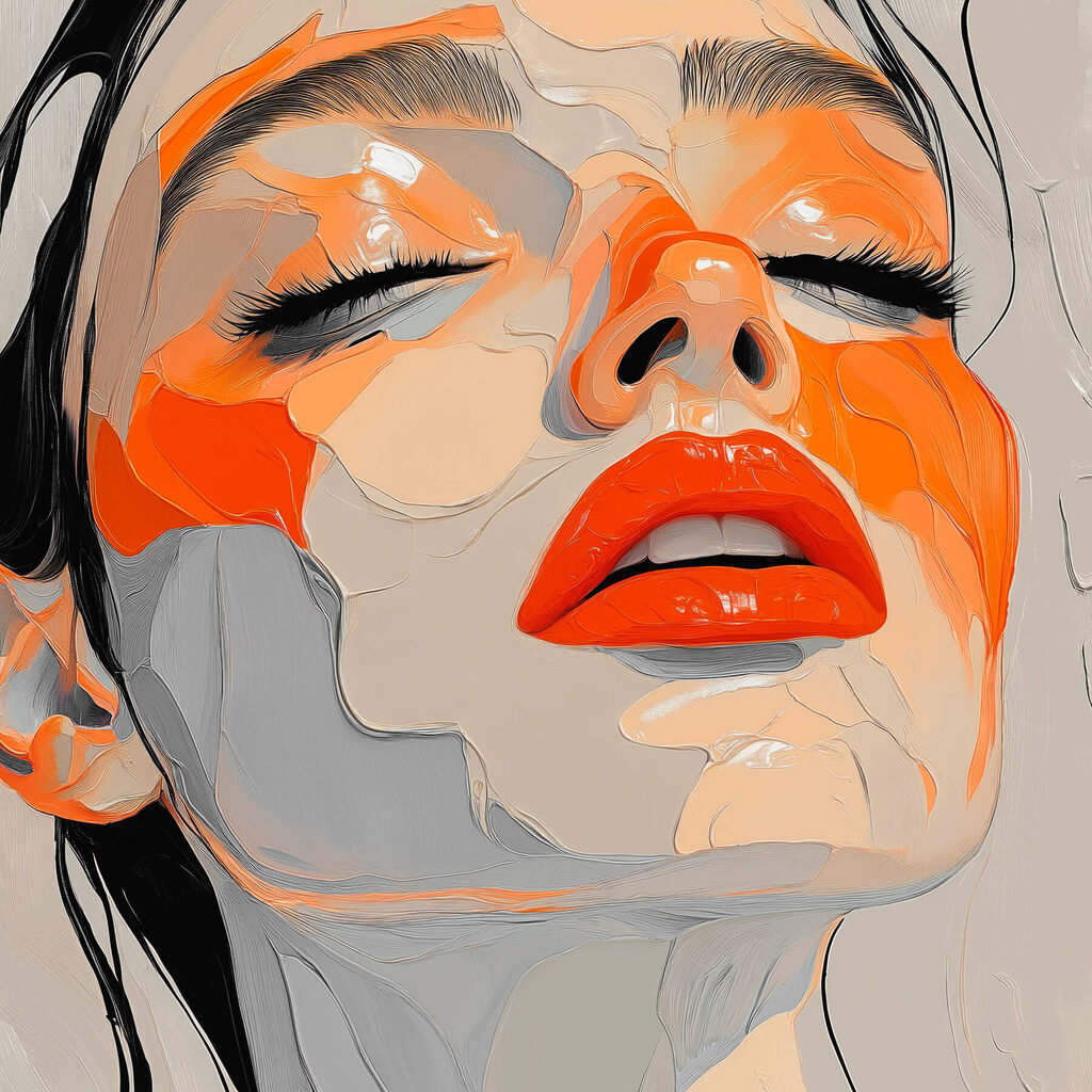 Rosto em laranja — design completo