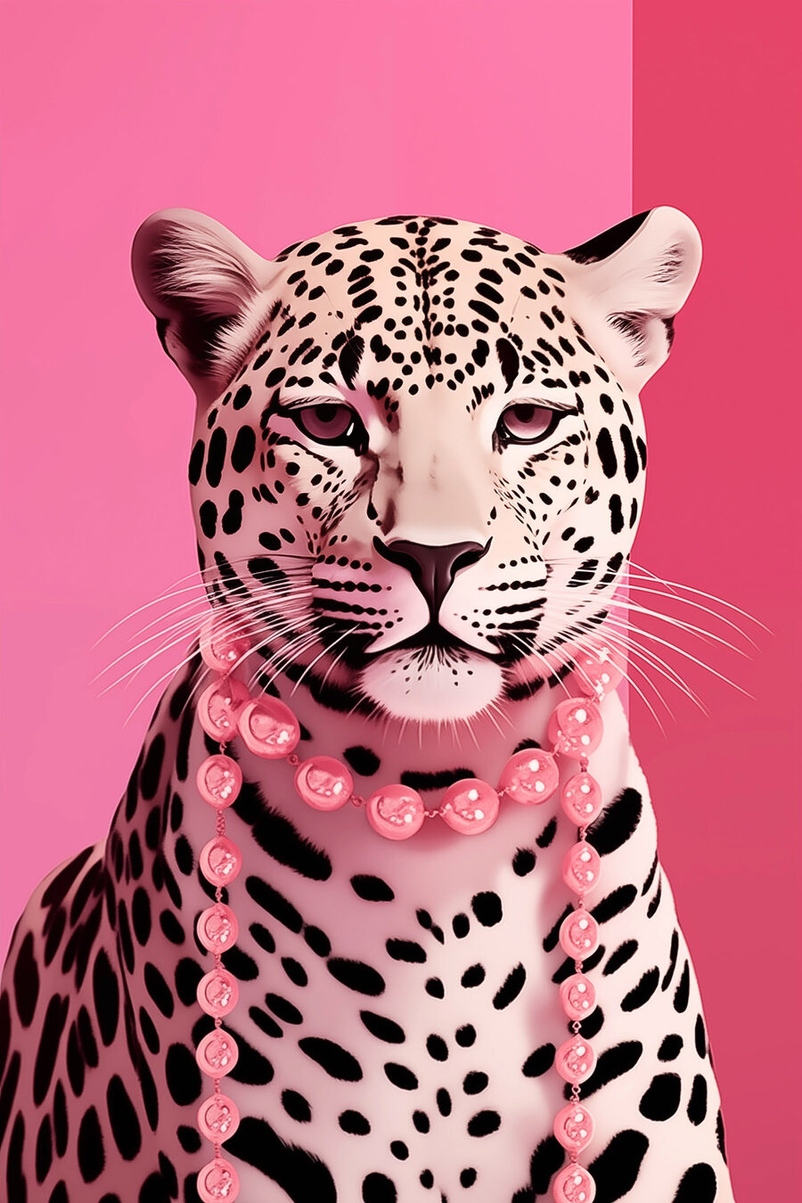 Leopardo com colar rosa — design completo
