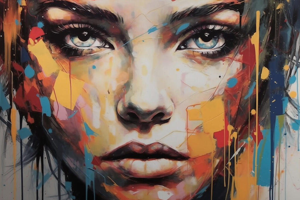 Olhos azuis entre manchas — design completo