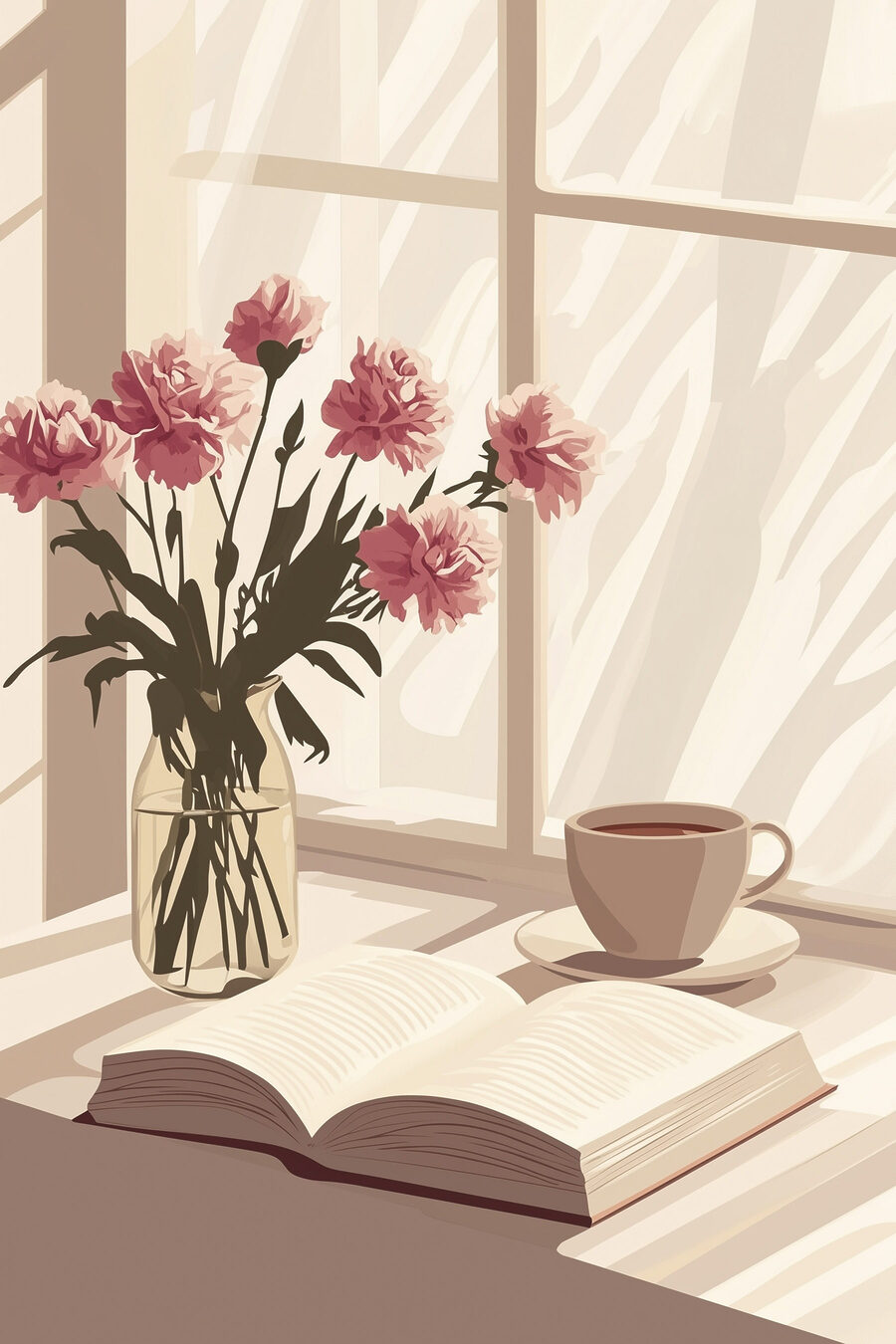 Flores cor-de-rosa num vaso — design completo