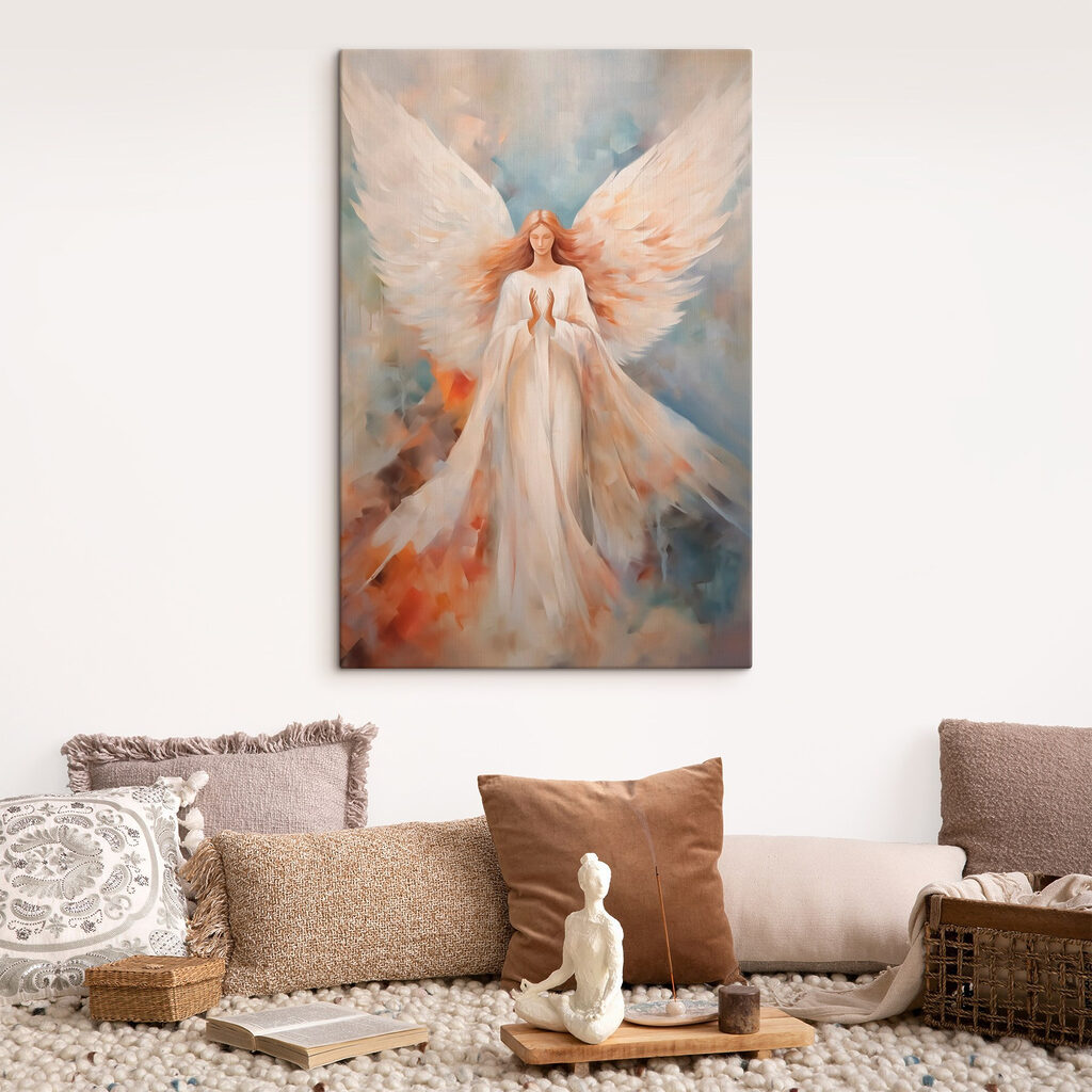 Anjo entre traços azuis — interior 2