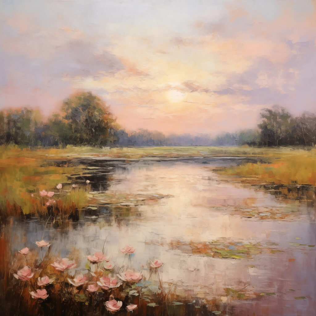 Lagoa ao entardecer — design completo