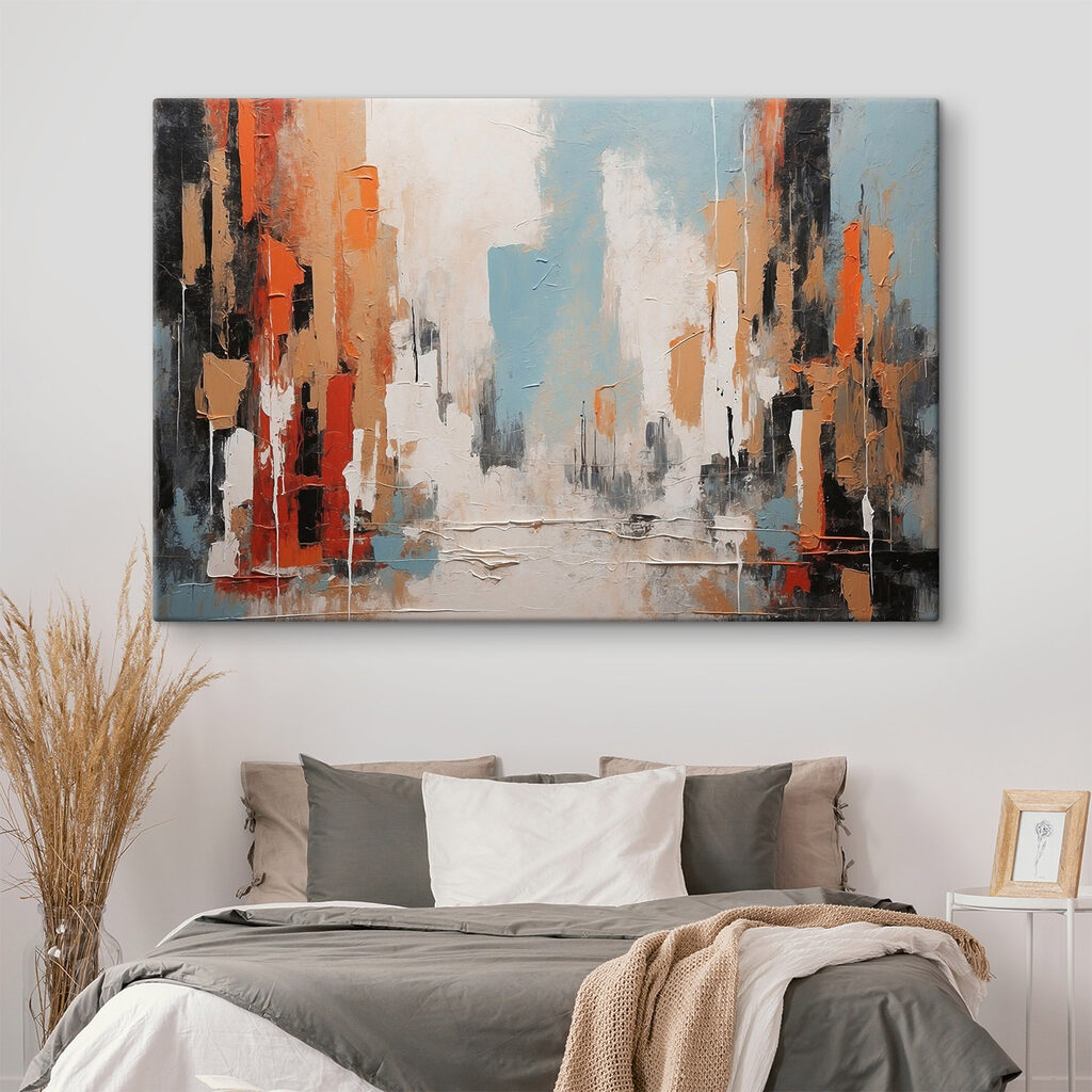 Rua laranja sobre água — interior 1