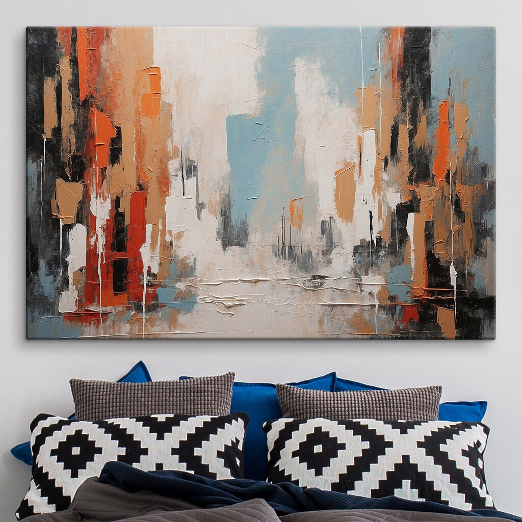 Rua laranja sobre água — interior 2