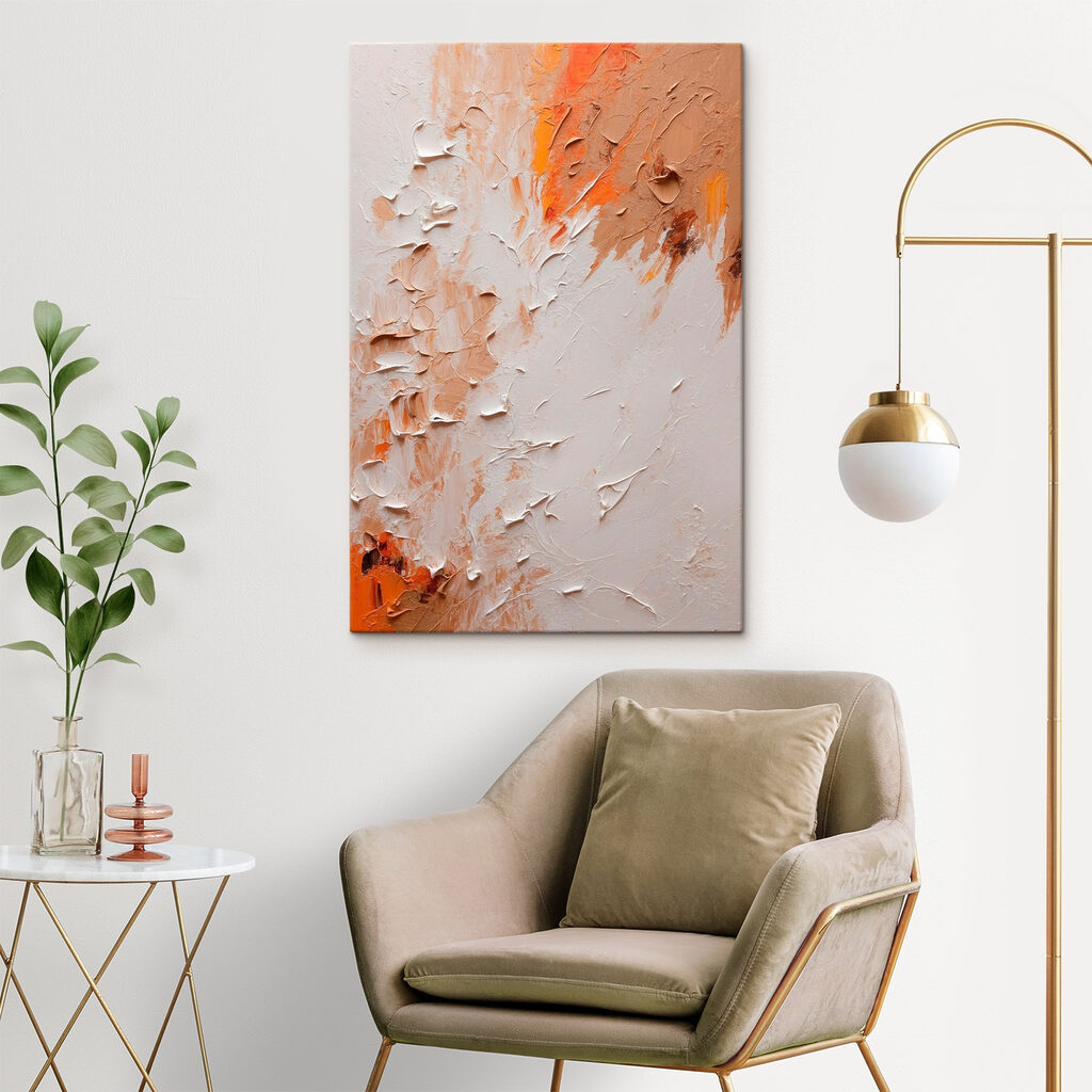Pinceladas bege e laranja — interior 1