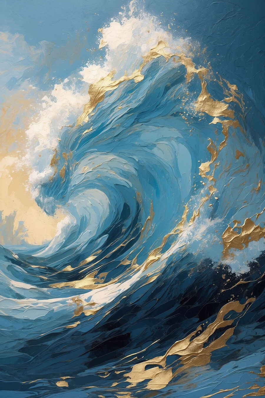 Onda azul e dourada — design completo