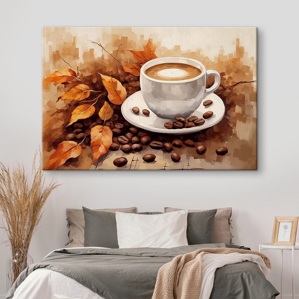Café entre folhas outonais — interior 2