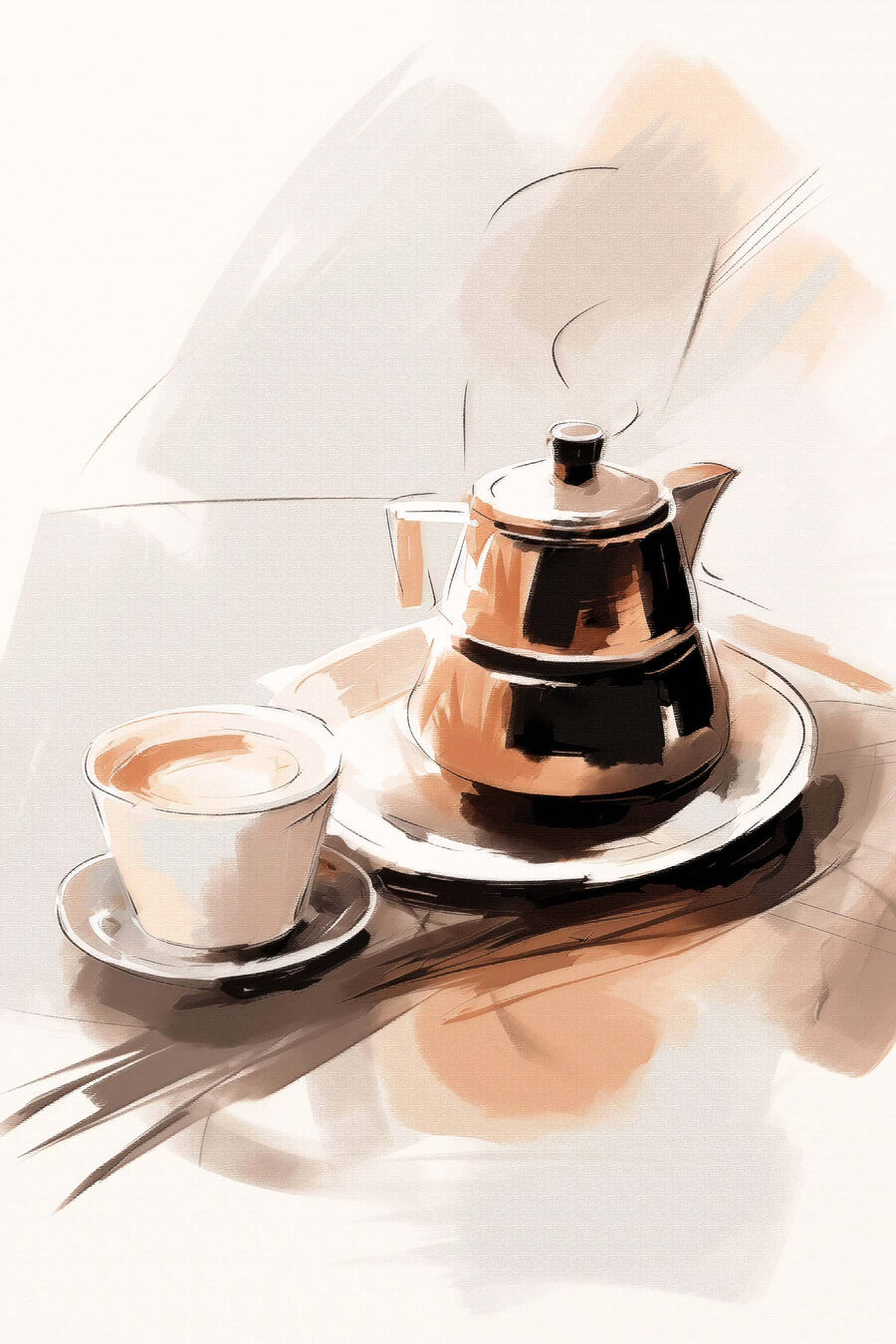 Cafeteira junto à chávena — design completo
