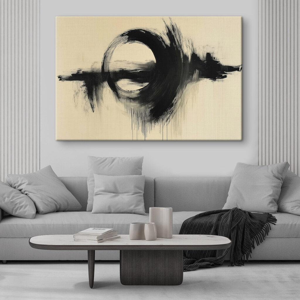 Círculo preto sobre bege — interior 1