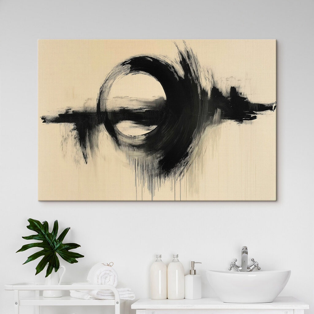 Círculo preto sobre bege — interior 2