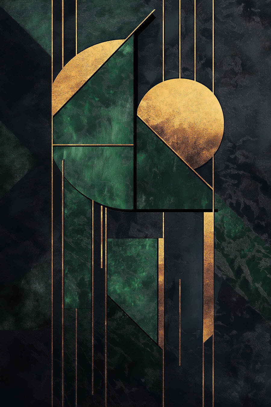 Geometria dourada em verde — design completo
