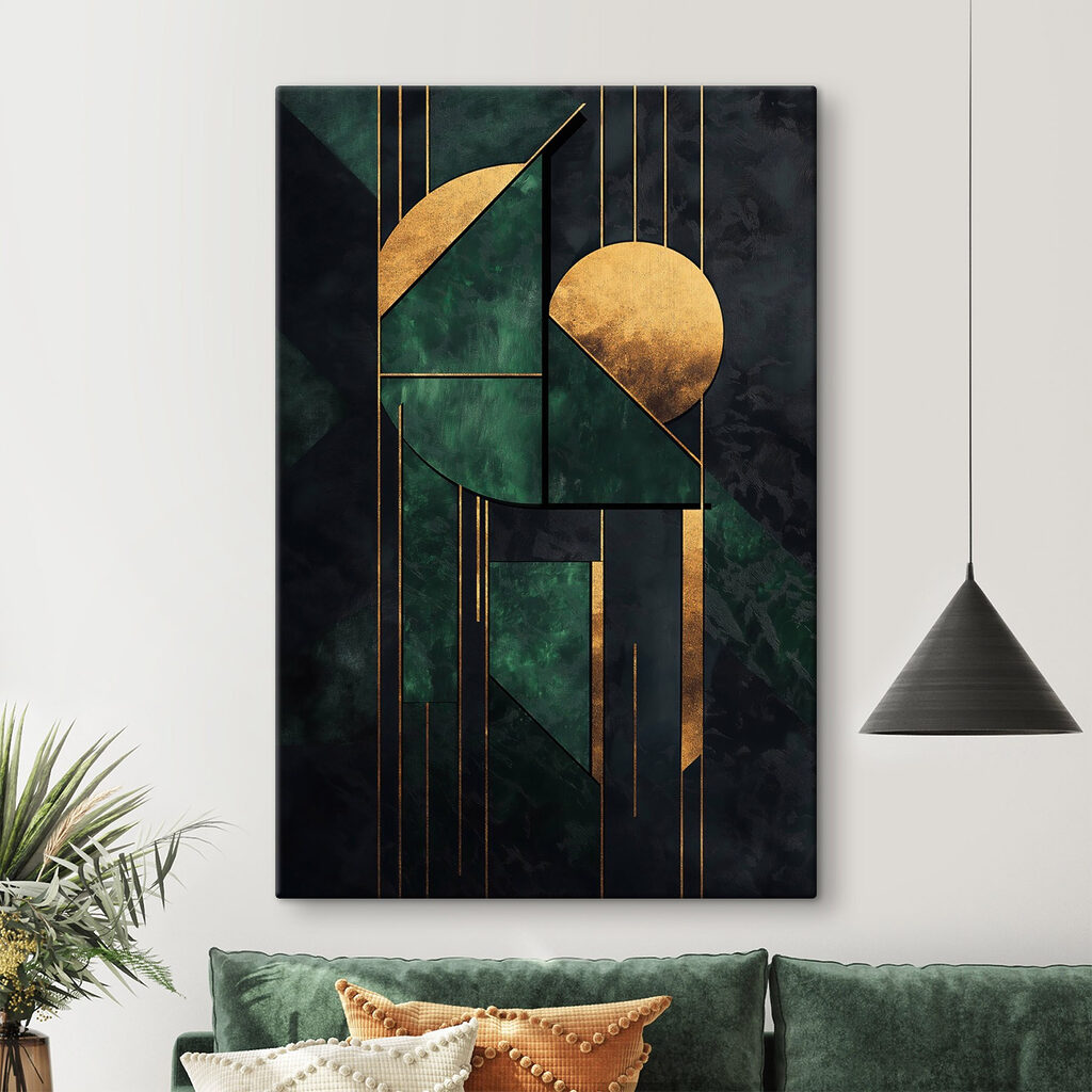Geometria dourada em verde — interior 1