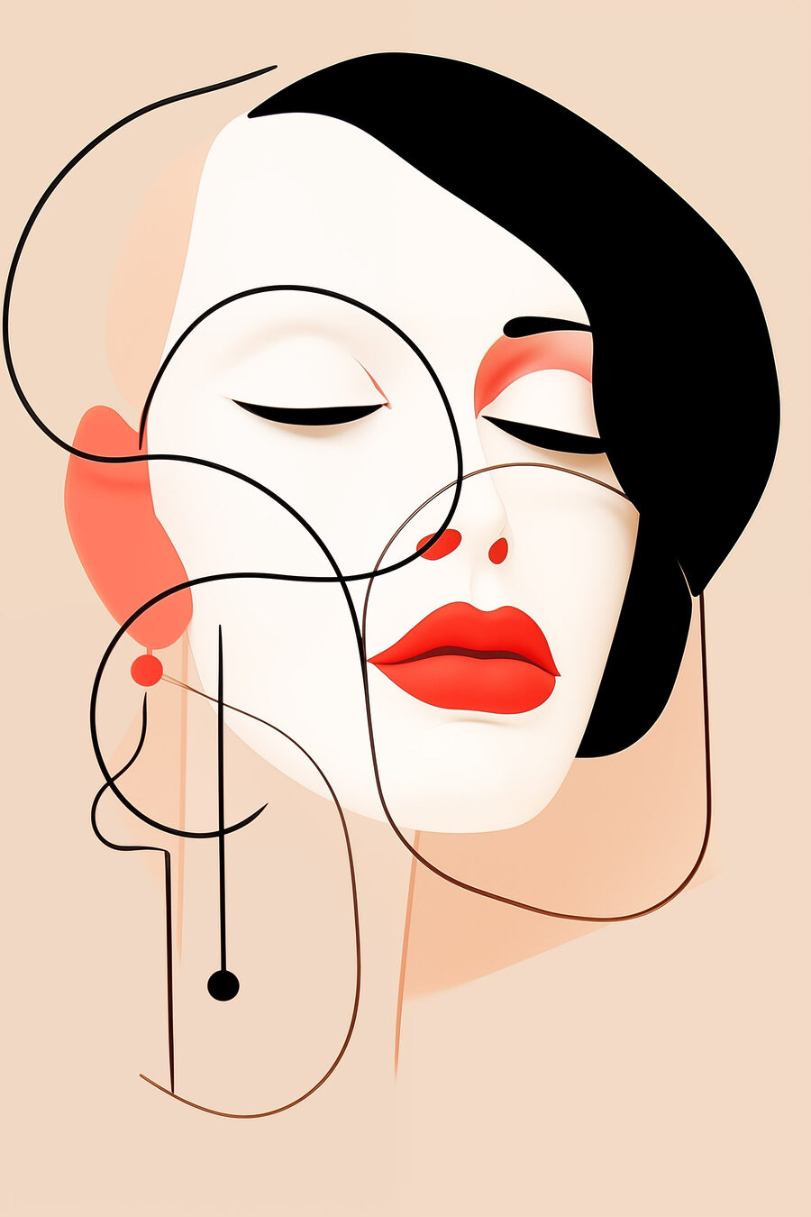 Mulher de linhas finas — design completo