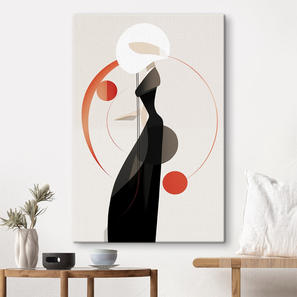 Figura com círculos laranja — interior 1