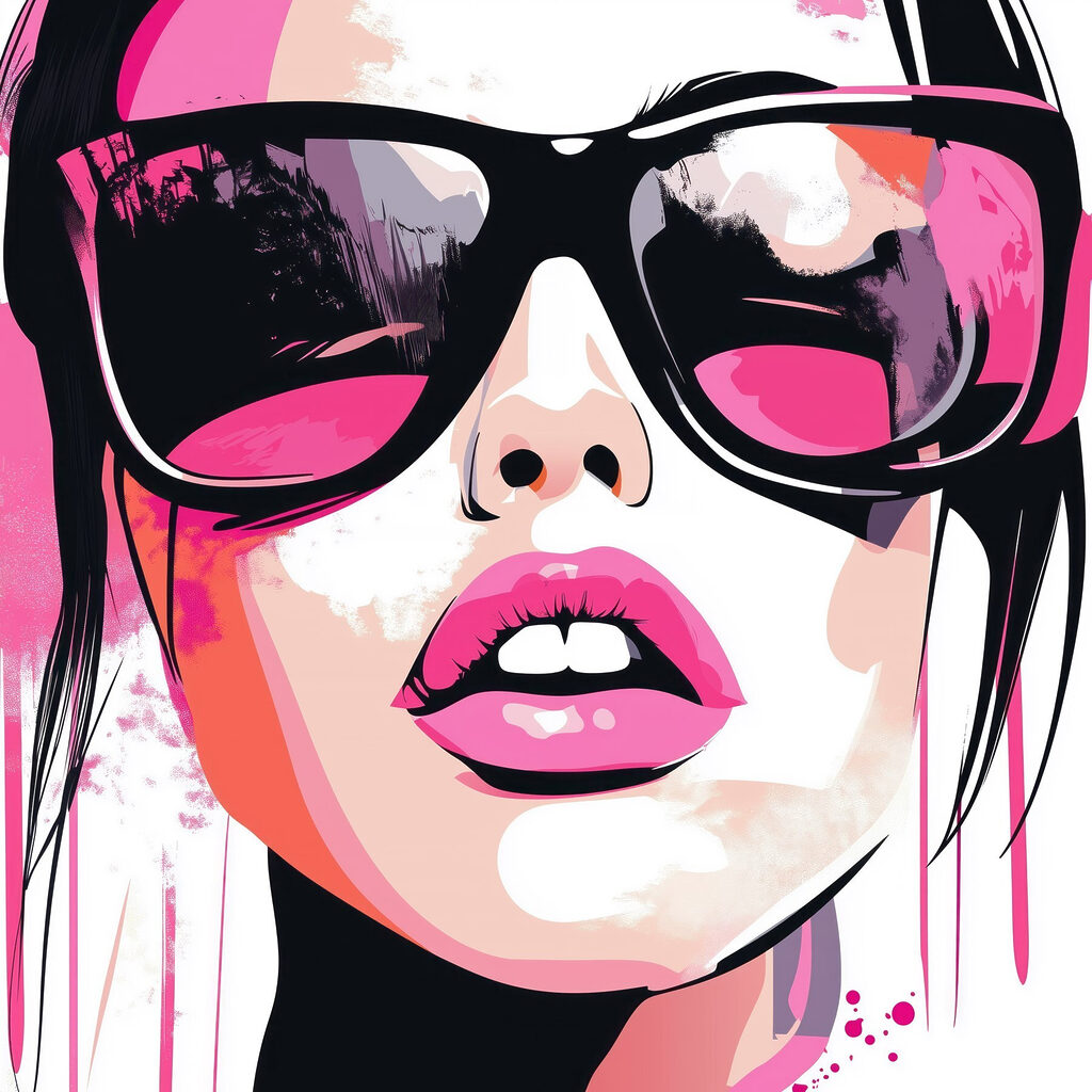 Retrato pop cor-de-rosa — design completo