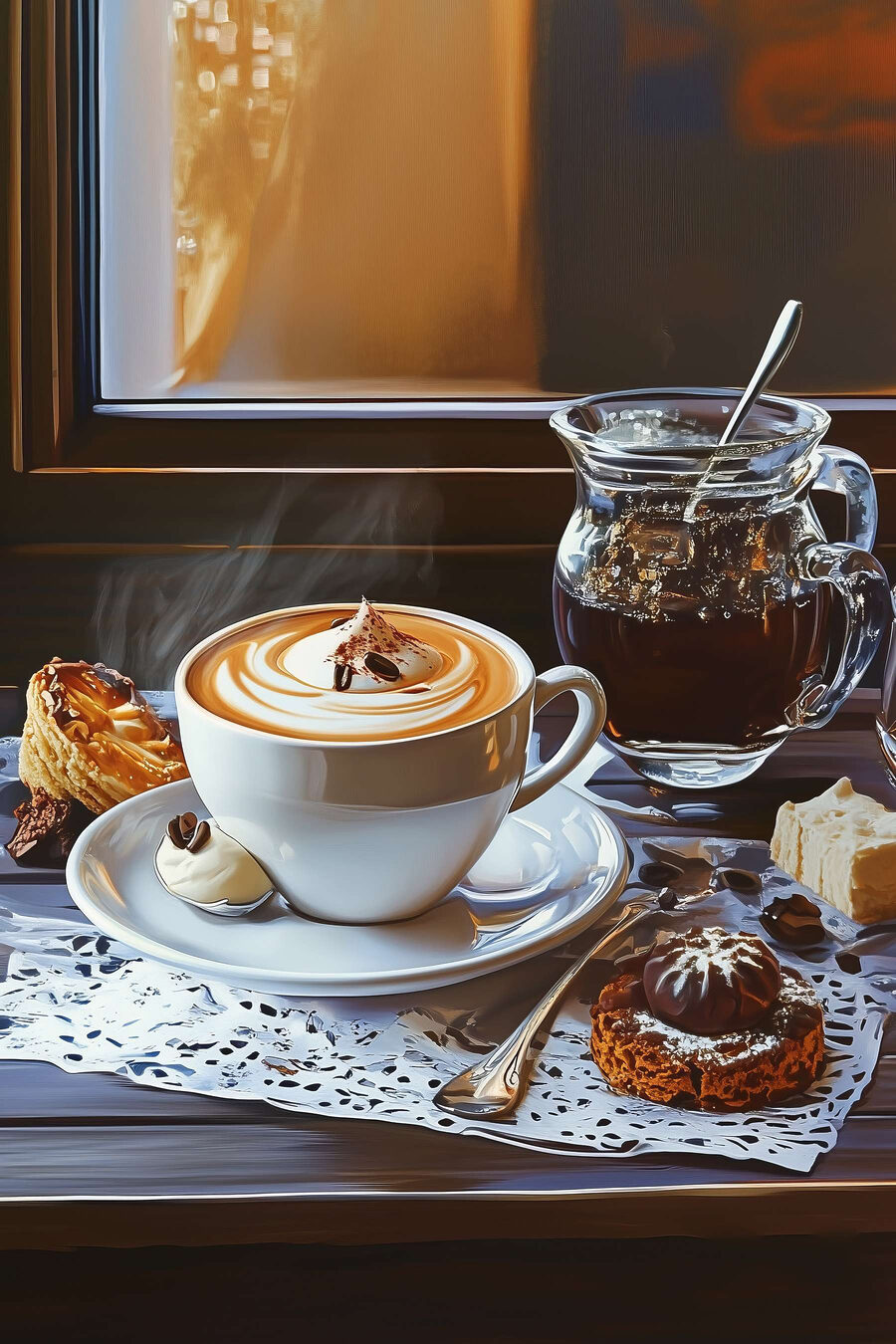 Cappuccino junto à janela — design completo