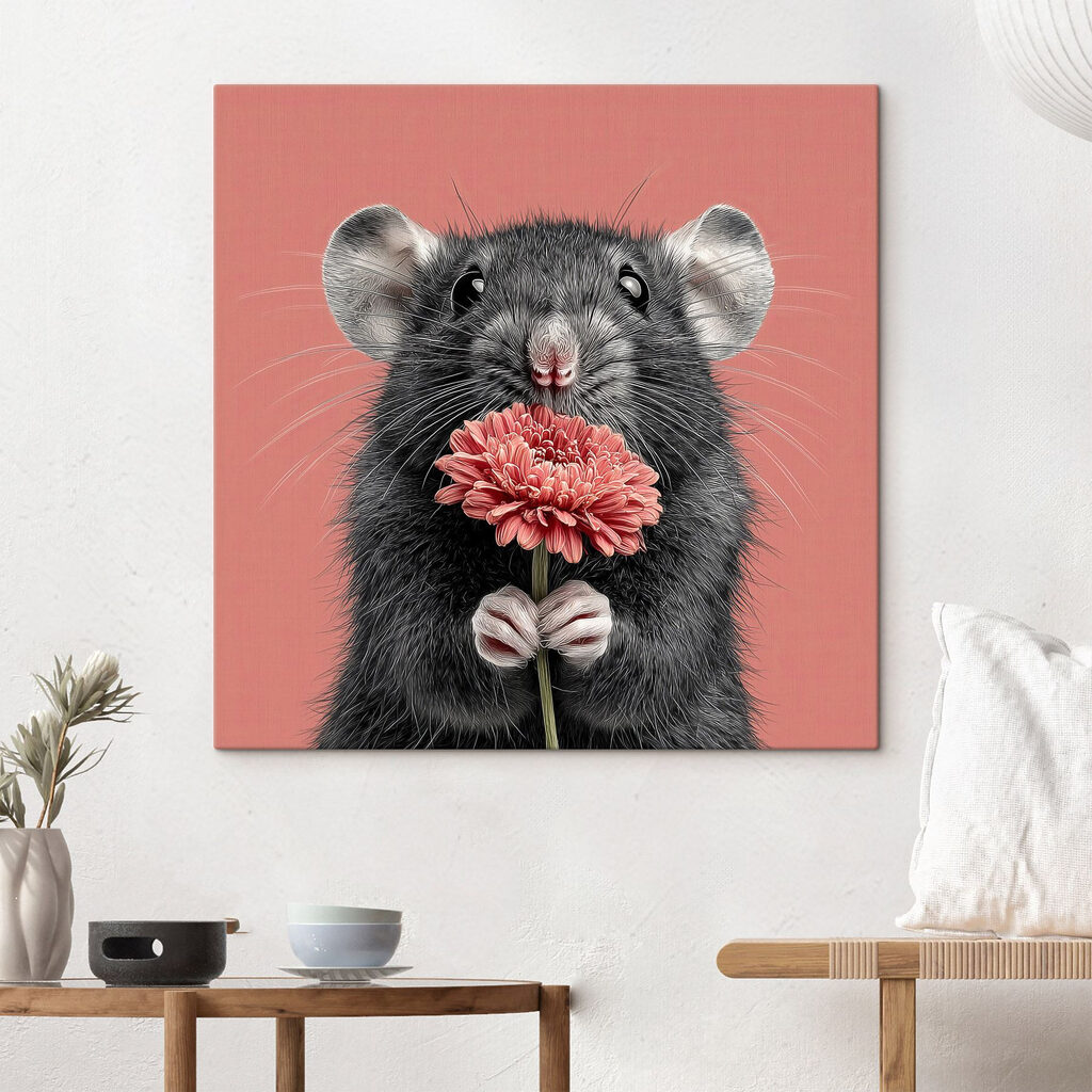 Ratinho com flor cor-de-rosa — interior 2