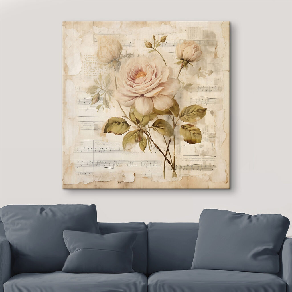 Rosa pálida sobre partituras — interior 3