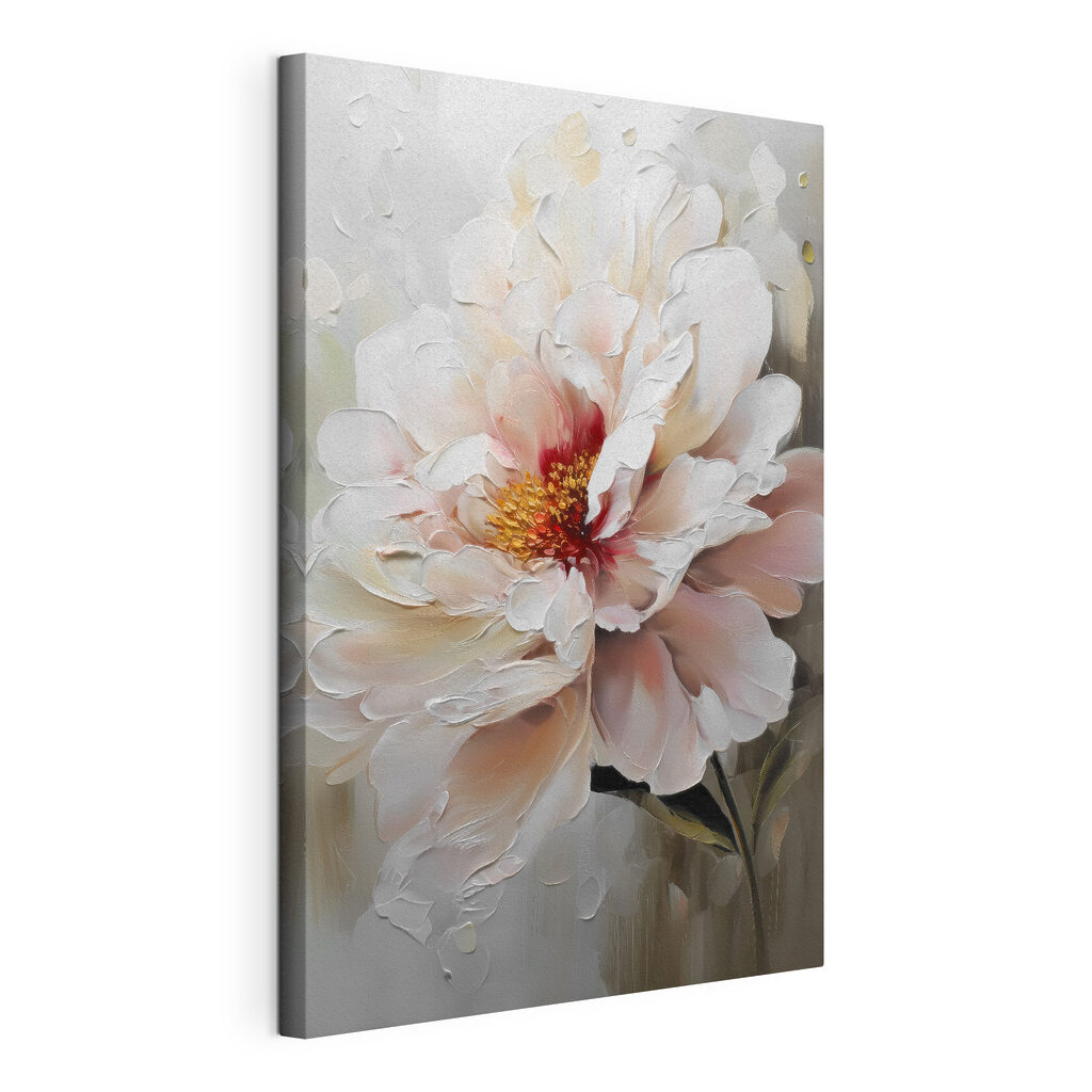 Flor de centro rosa, tela esticada e borda contínua