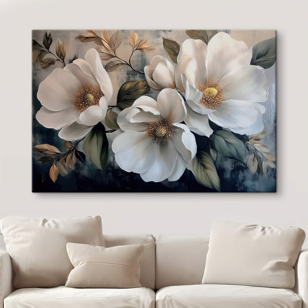 Flores brancas entre folhas — interior 2