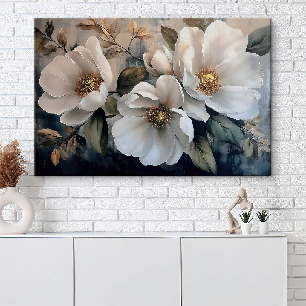 Flores brancas entre folhas — interior 3