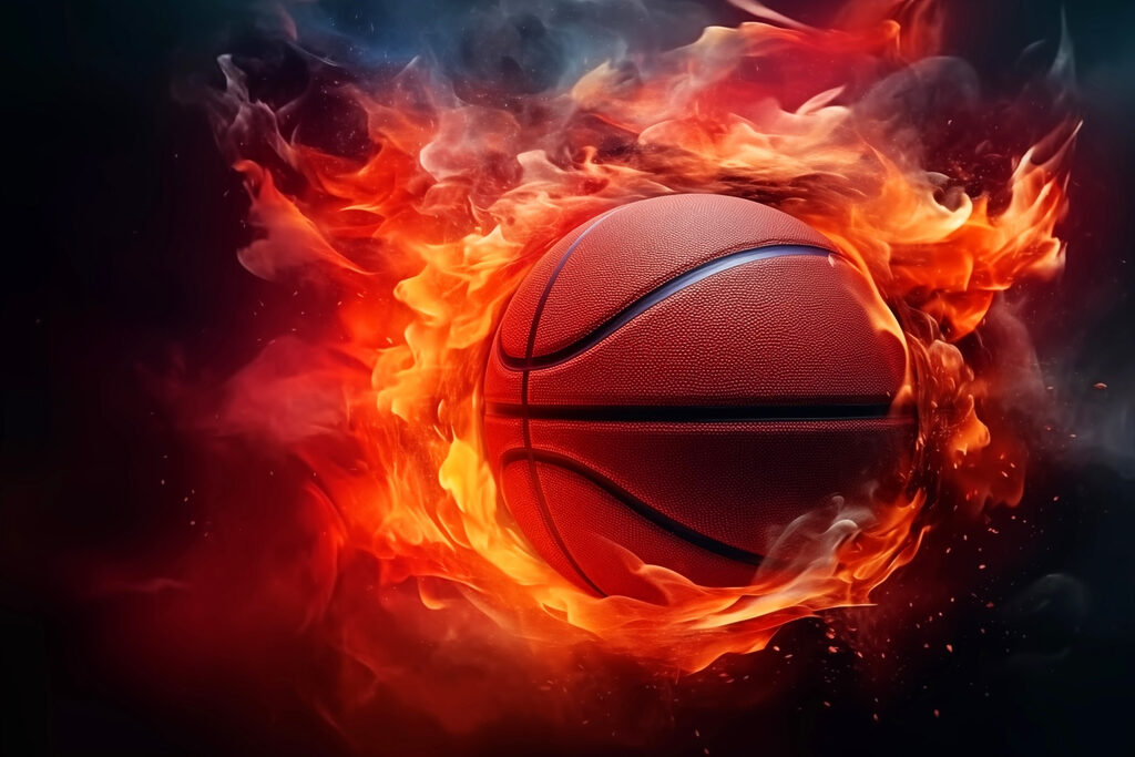 Basquetebol em chamas — design completo