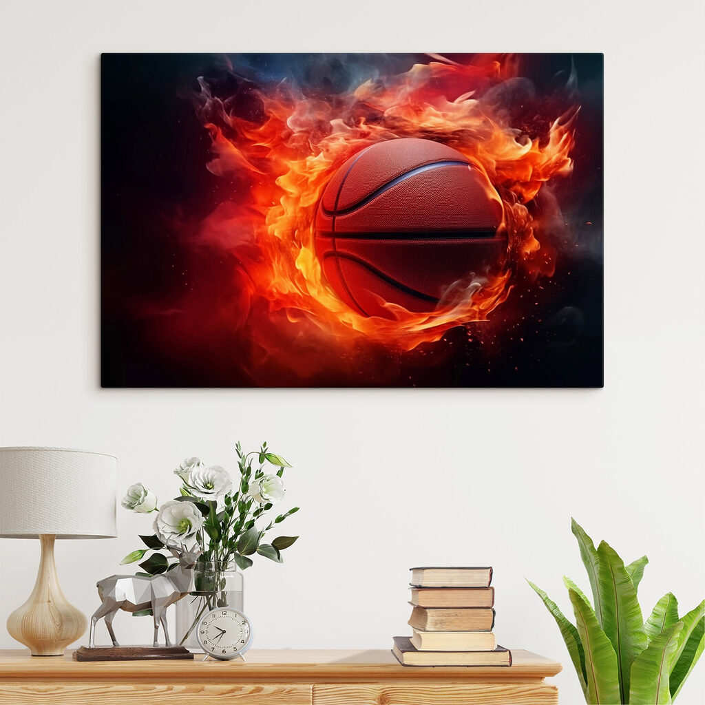 Basquetebol em chamas num interior