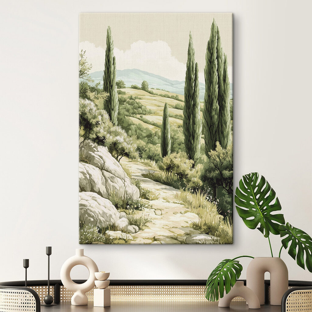 Caminho entre ciprestes — interior 1