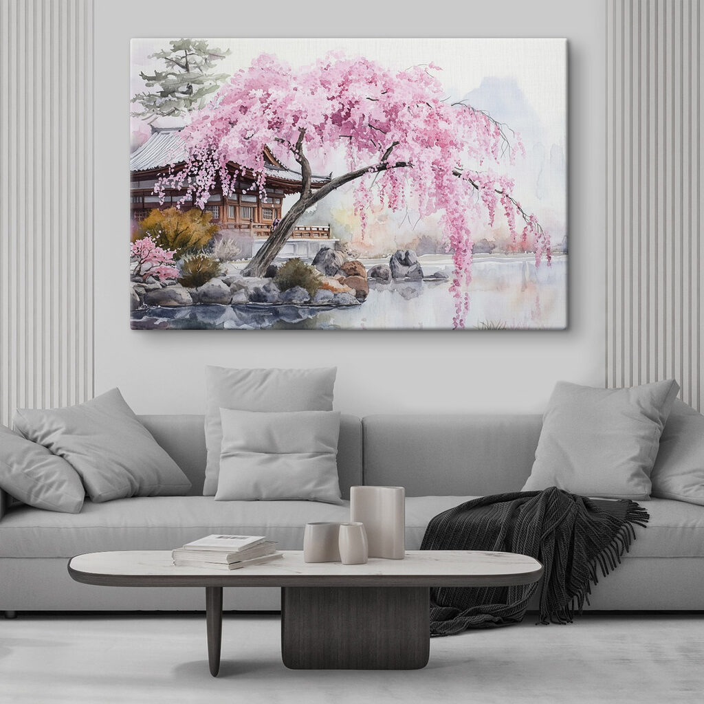 Árvore cor-de-rosa num interior