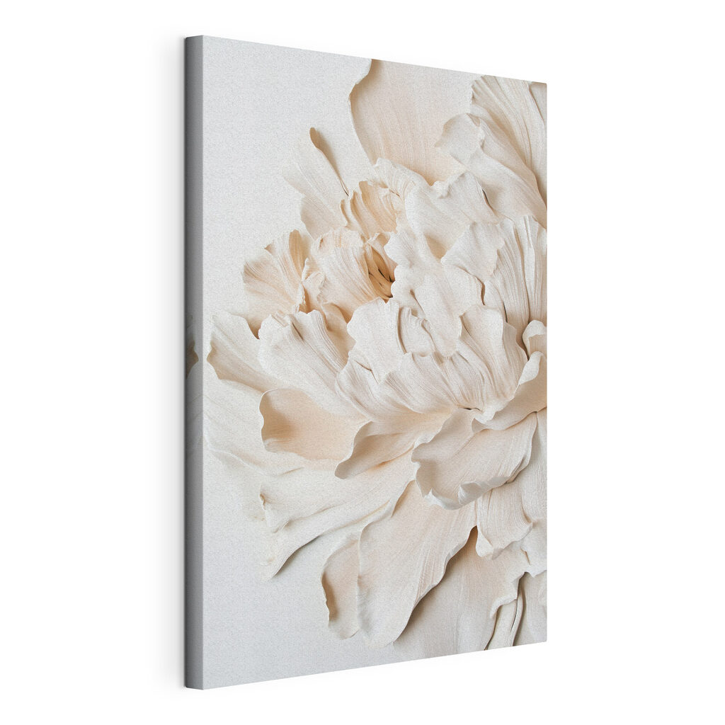 Flor creme ondulada, tela esticada e borda contínua