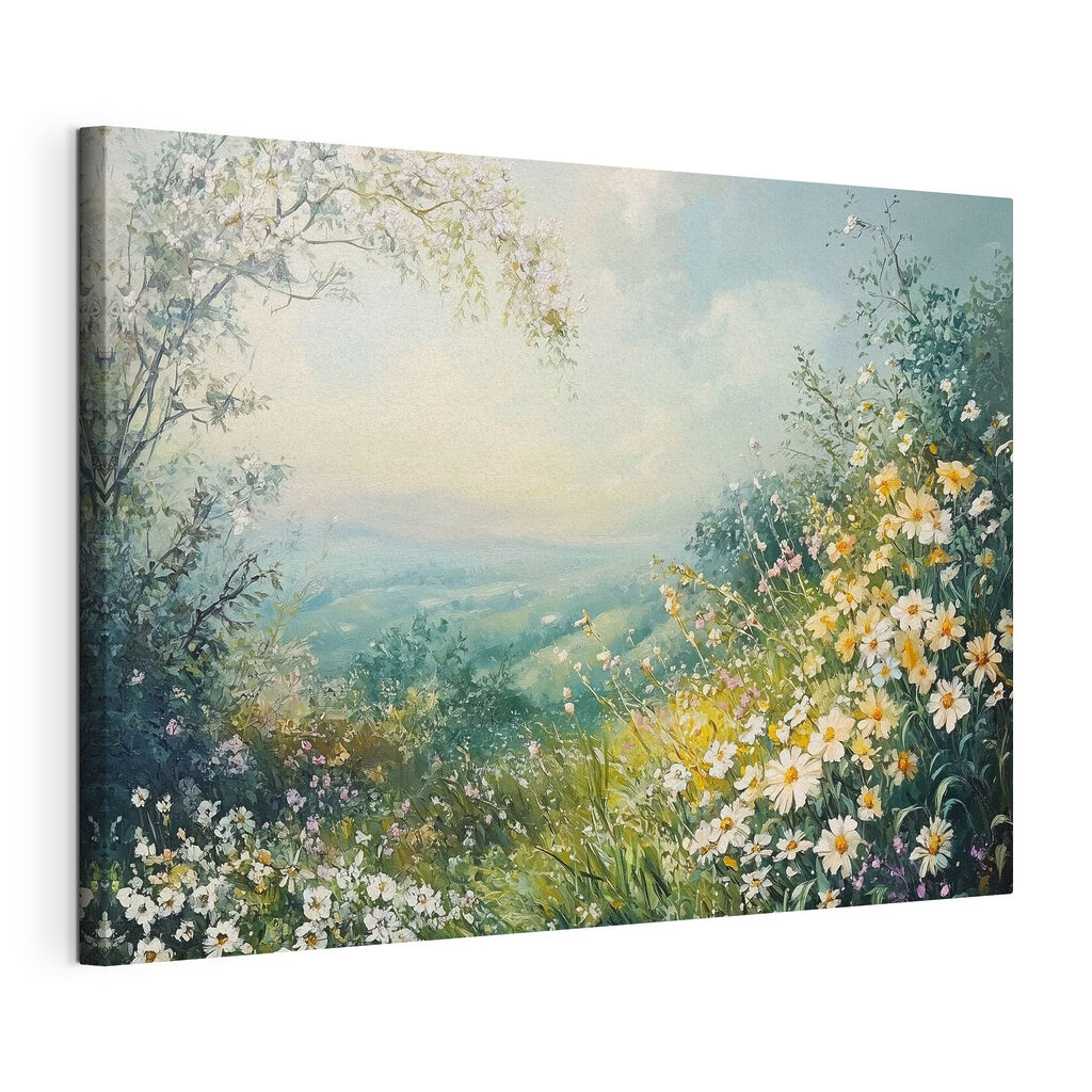 Abertura entre flores, tela esticada e borda contínua