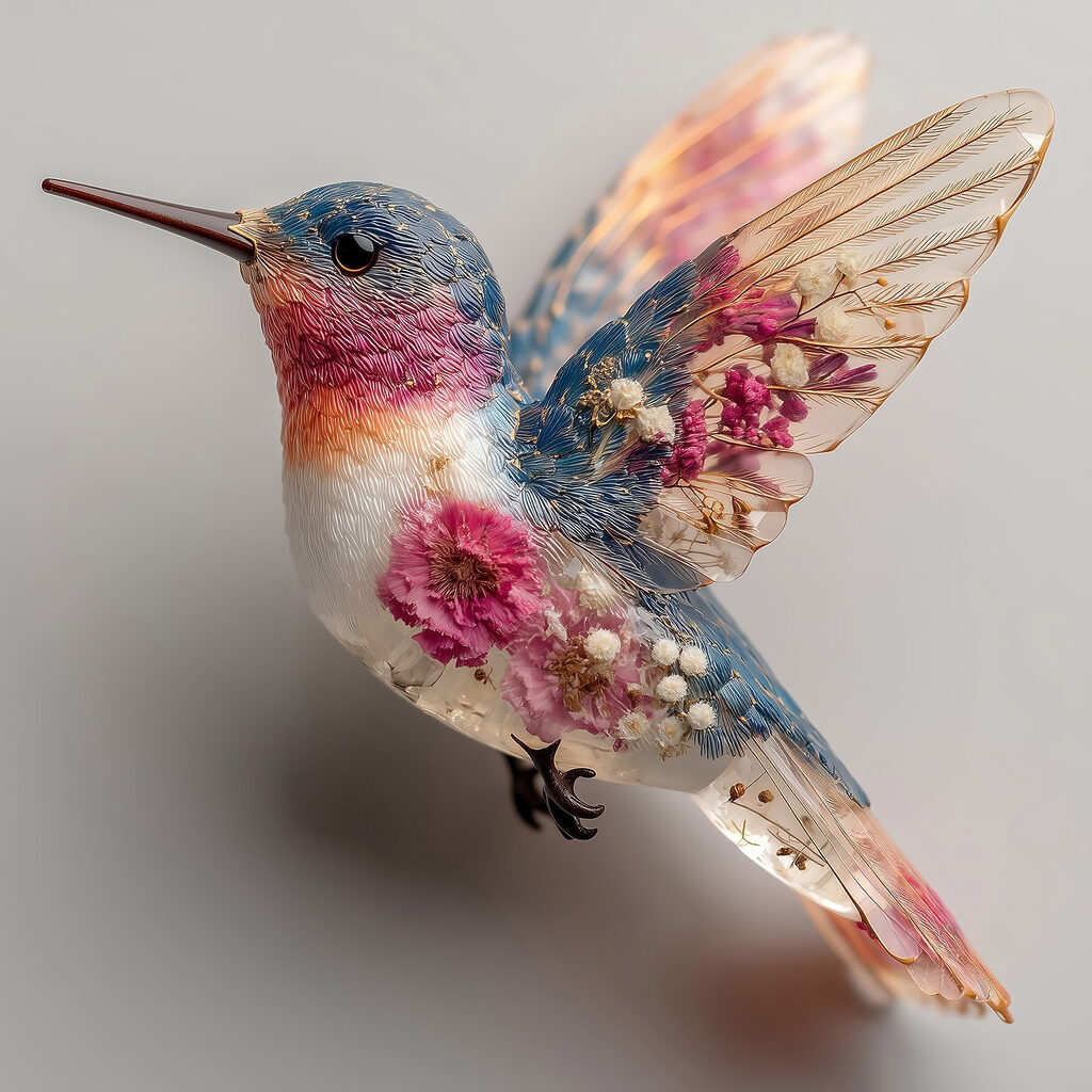 Colibri de asas floridas — design completo