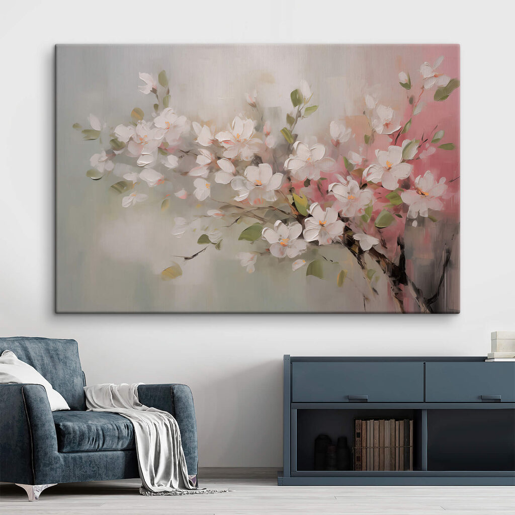 Flores brancas em cinzento-rosa — interior 2